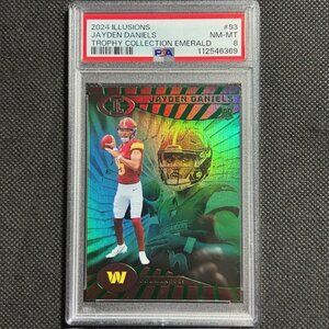 2024 Panini Illusions- Jayden Daniels (RC) Rookie EMERALD #93 PSA 8 Commanders